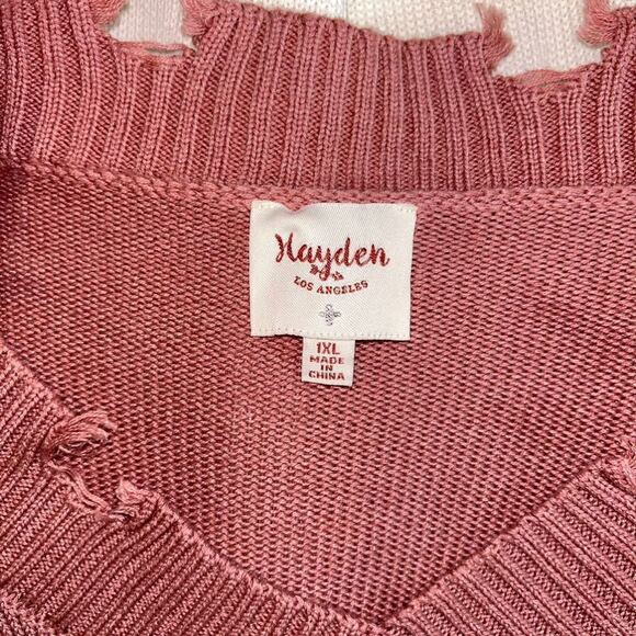 Hayden Pink Ombre Sweater with Distressed Cuffs - Size 1XL - Picture 5 of 7